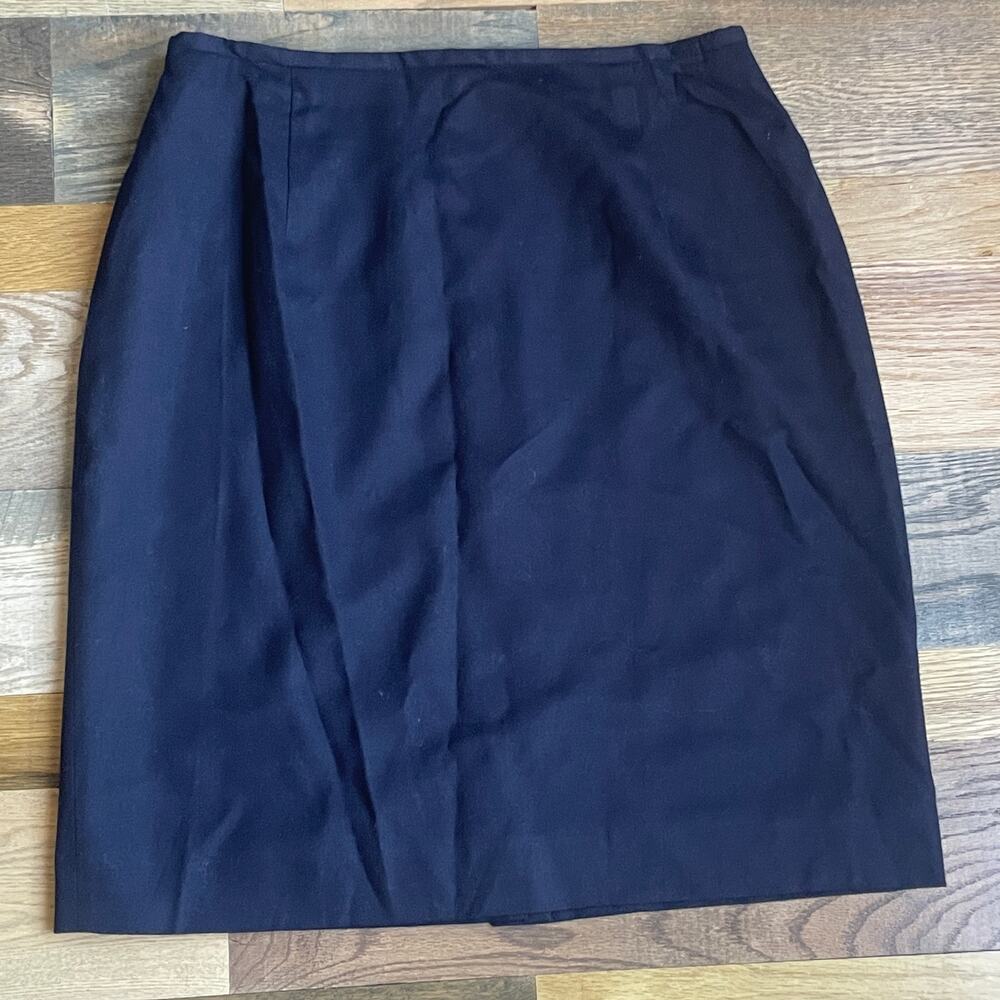 Lauren Ralph Lauren Navy Wool Pencil Skirt Size 12 Made in USA Lined